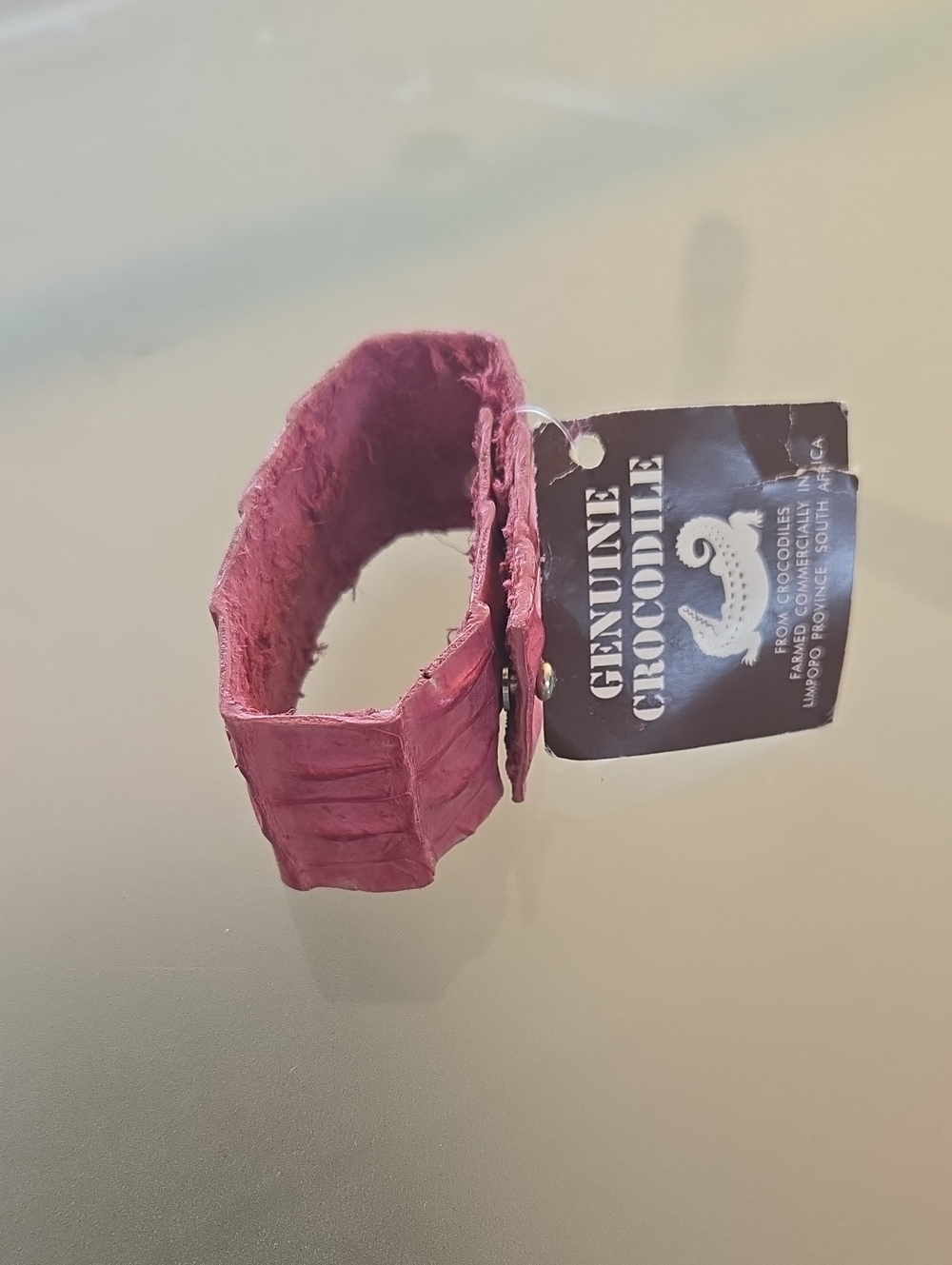 Genuine Crocodile Pink Leather Bracelet
